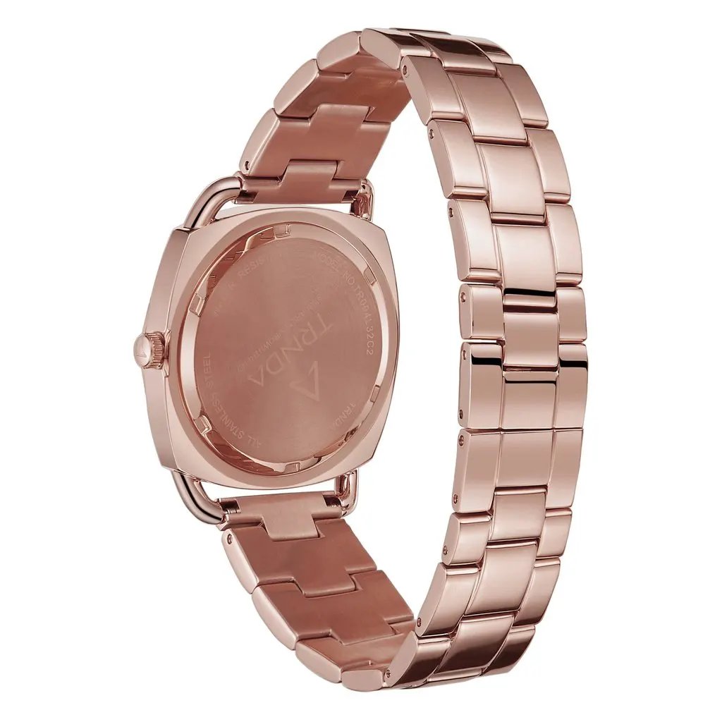 Trnda Women's Rose Gold Stainless Steel Watch, Silver Dial | Trnda-001 by TRNDA
