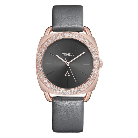 Trnda Women's Rose Gold Stainless Steel Watch, Gray Leather | Trnda-001 by TRNDA