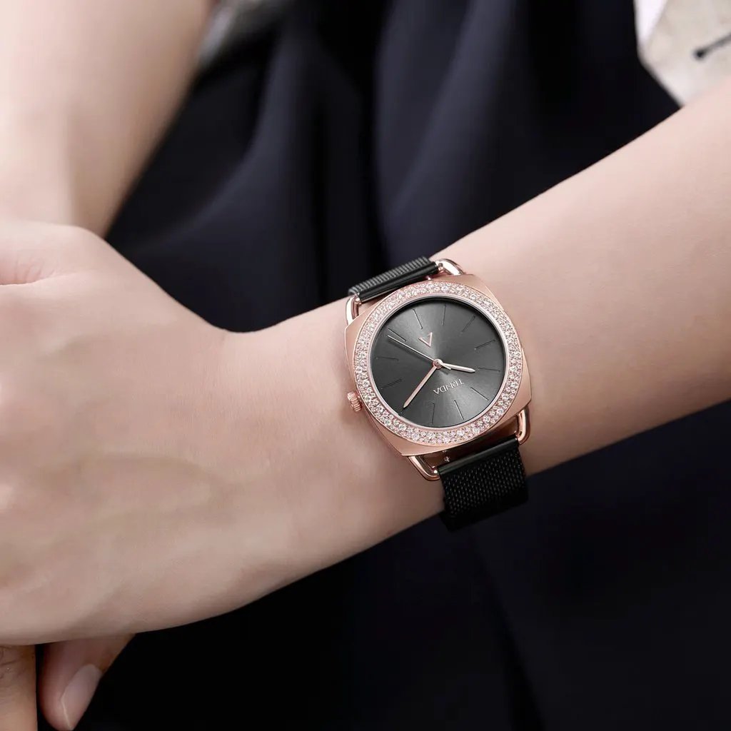 Trnda Women's Rose Gold Watch, Black Dial | Trnda-Rg35.8 by TRNDA