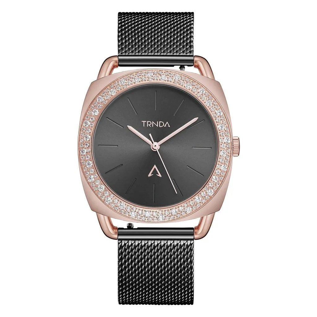 Trnda Women's Rose Gold Watch, Black Dial | Trnda-Rg35.8 by TRNDA