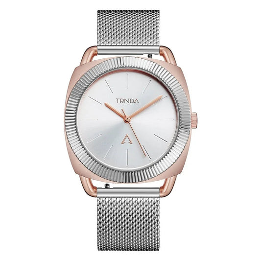 Trnda Women's Rose Gold Stainless Steel Watch, Silver Dial | Trnda-Rg35.8 by TRNDA