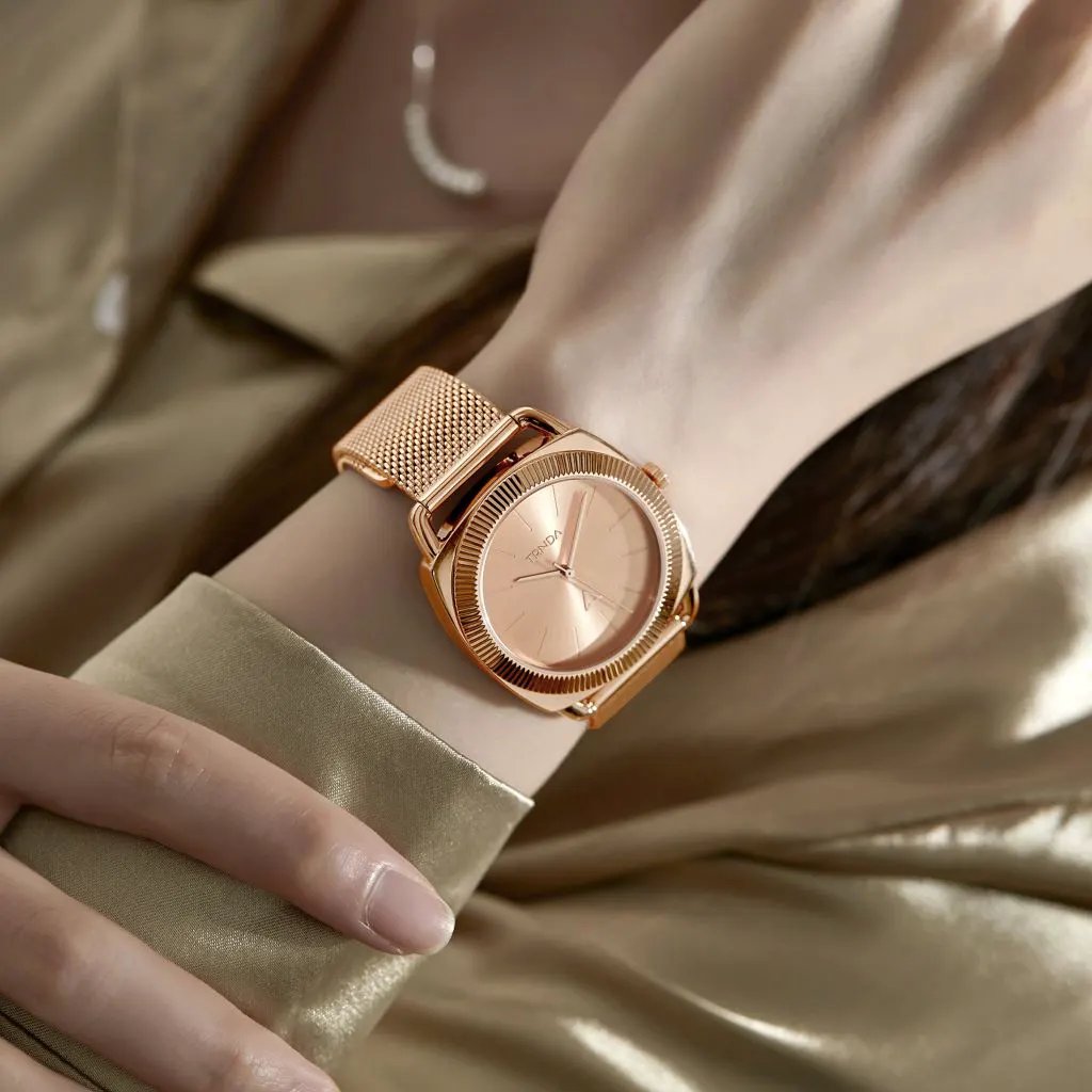 Trnda Women's Rose Gold Stainless Steel Watch, Unique Dial | Trn-Rg35.8 by TRNDA