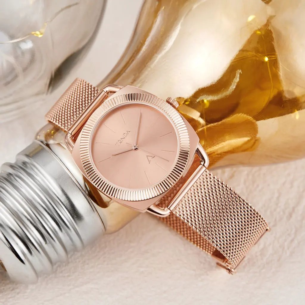 Trnda Women's Rose Gold Stainless Steel Watch, Unique Dial | Trn-Rg35.8 by TRNDA