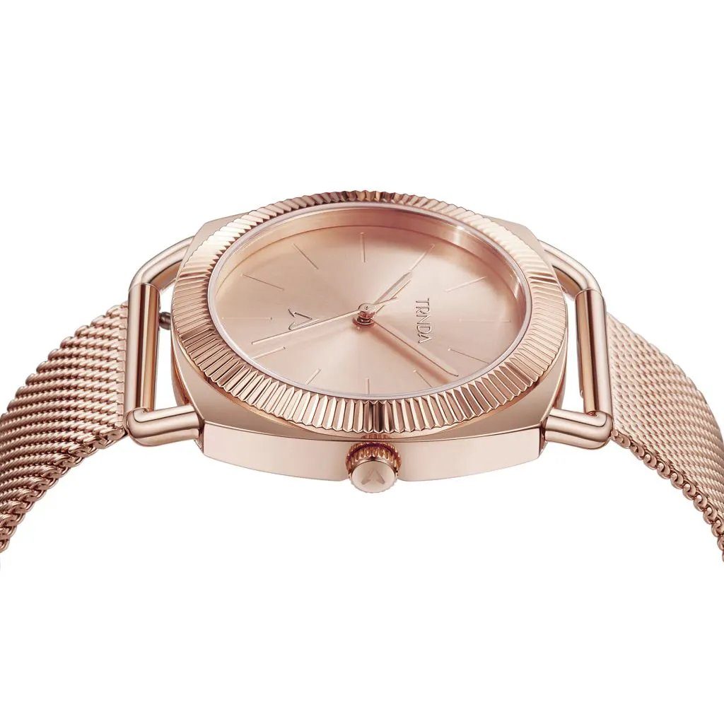 Trnda Women's Rose Gold Stainless Steel Watch, Unique Dial | Trn-Rg35.8 by TRNDA