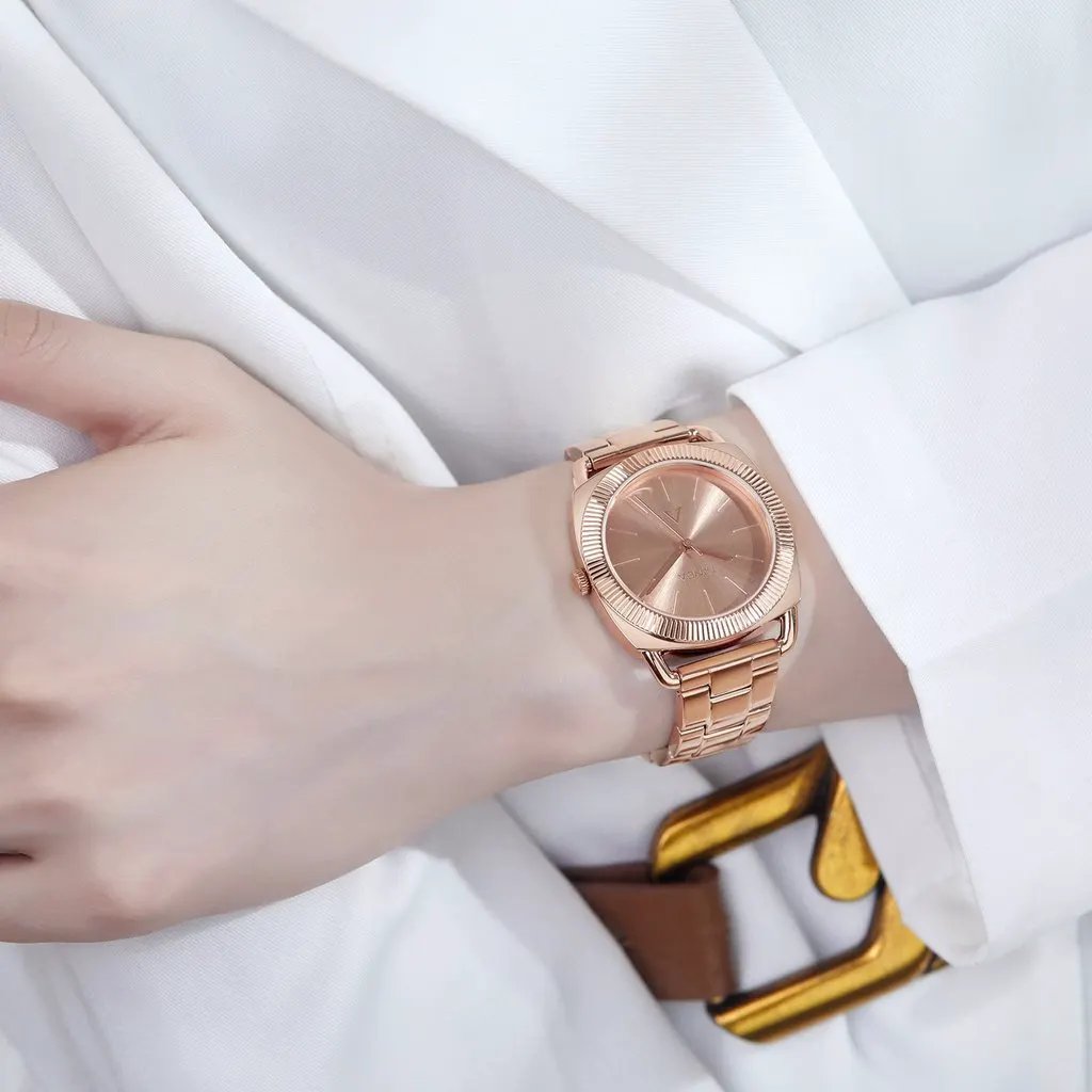 Trnda Women's Rose Gold Stainless Steel Watch, Round Dial | Trnda-001 by TRNDA