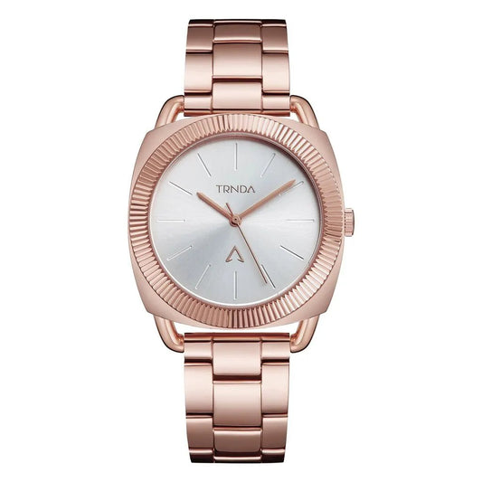 Trnda Women's Rose Gold Stainless Steel Watch, Silver Dial | Trnda-001 by TRNDA