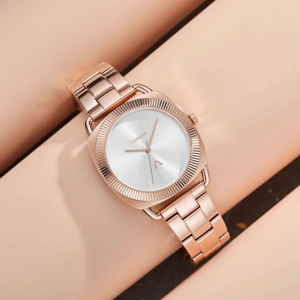 Trnda Women's Rose Gold Stainless Steel Watch, Silver Dial | Trnda-001 by TRNDA