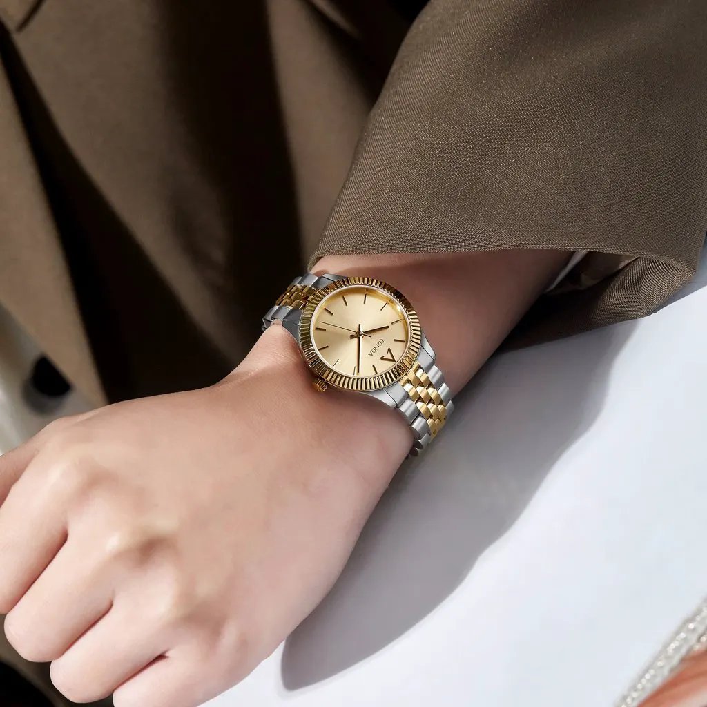 Trnda Women's Stainless Steel Watch, Gold Dial | Tr32ssg by TRNDA
