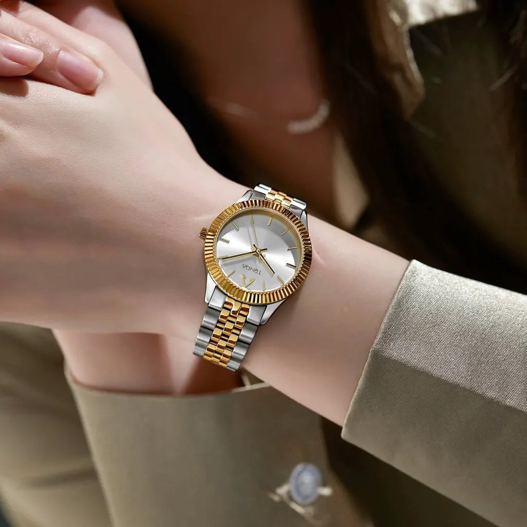 Trnda Women's Stainless Steel Watch, Silver & Gold Dial | Trn32mm by TRNDA