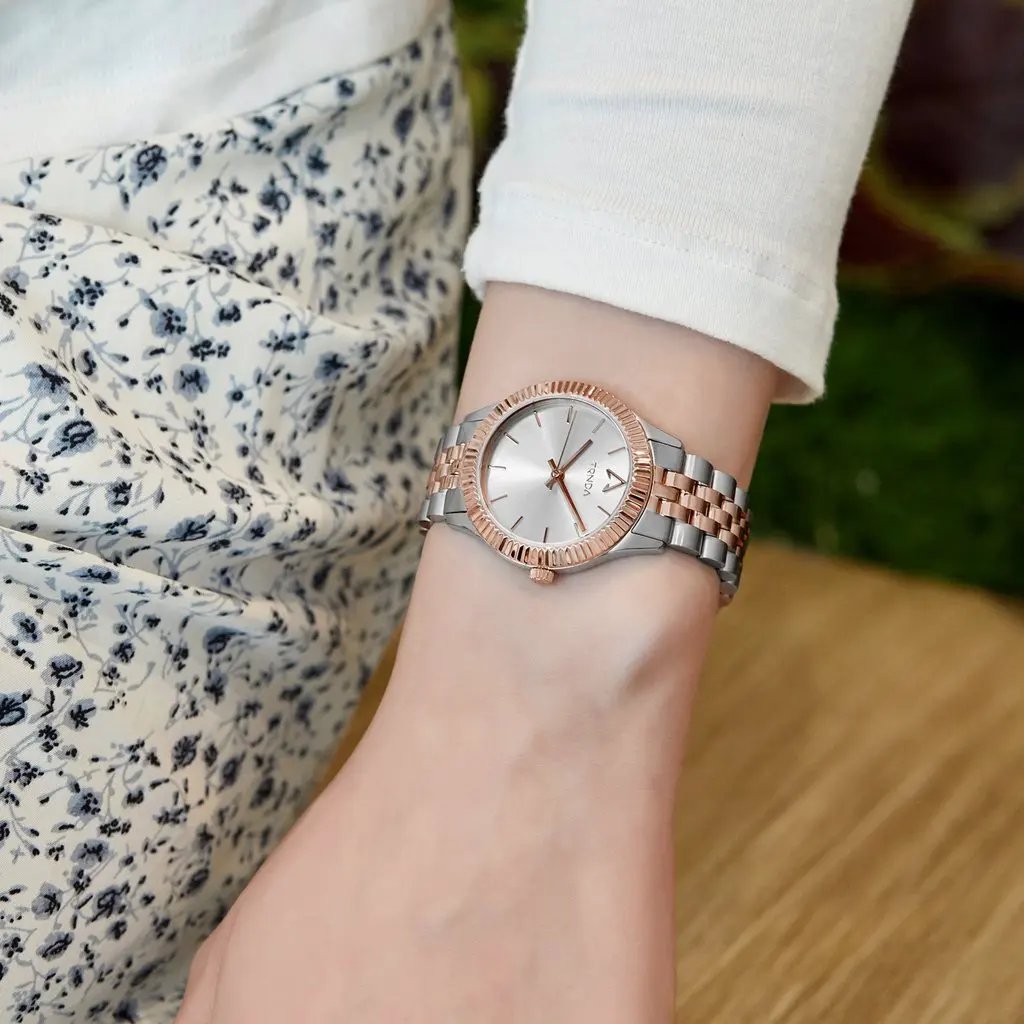 Trnda Women's Stainless Steel Watch, Silver & Rose Gold | Trnda32mm by TRNDA