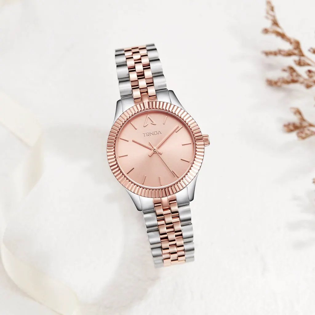 Trnda Women's Stainless Steel Watch, Silver & Rose Gold Dial | Trnda32mm by TRNDA