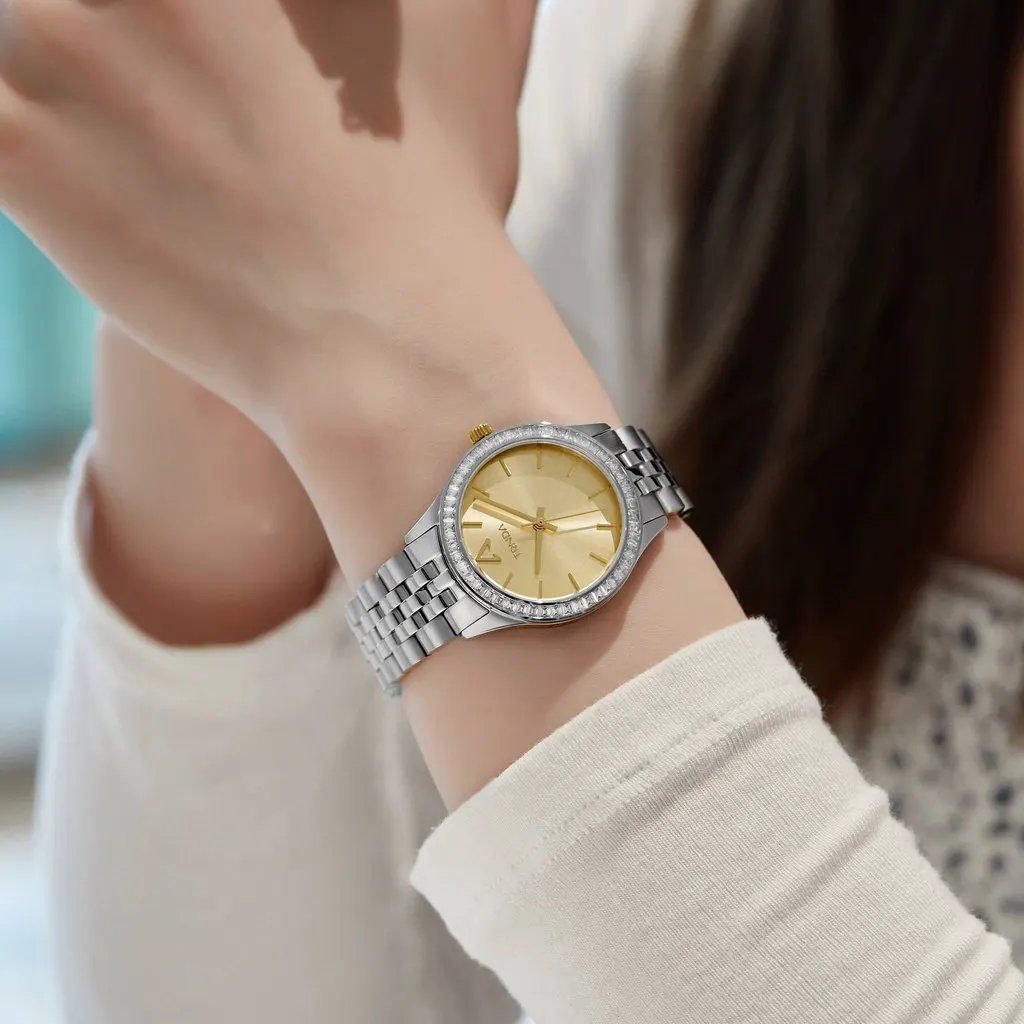 Trnda Women's Stainless Steel Watch, Gold Dial | Trnda032sil by TRNDA