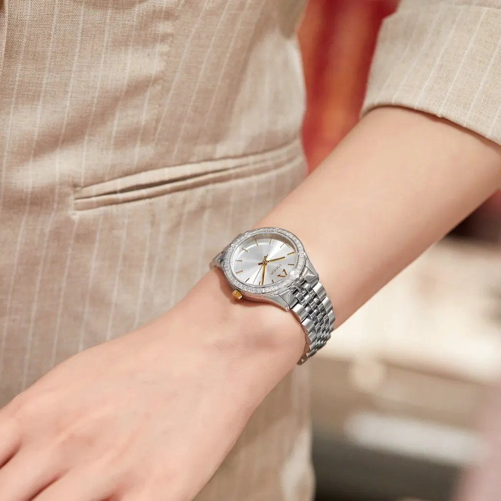 Trnda Women's Stainless Steel Silver Watch, Unique Dial | Trnda32mm by TRNDA