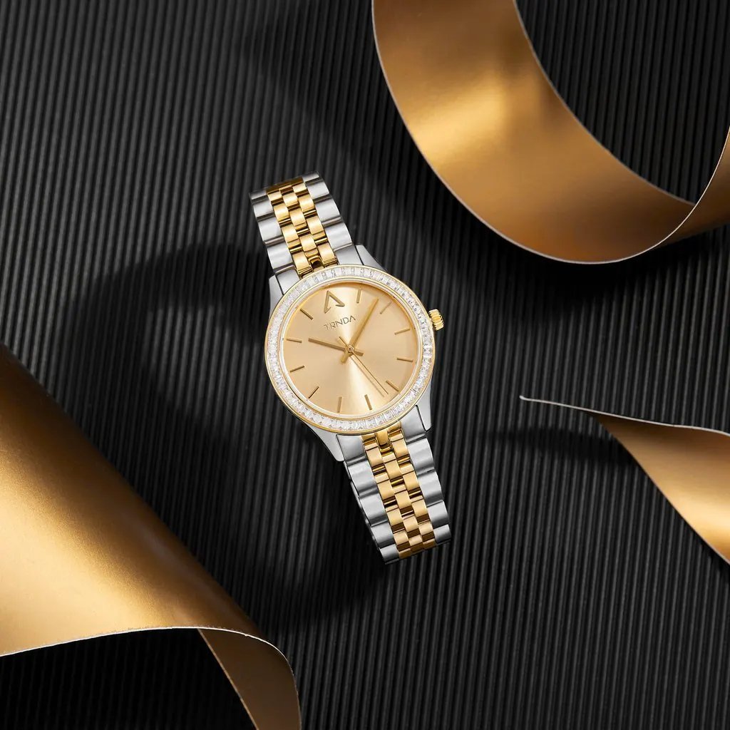 Trnda Women's Stainless Steel Watch, Gold Dial | Trnda-032ss by TRNDA