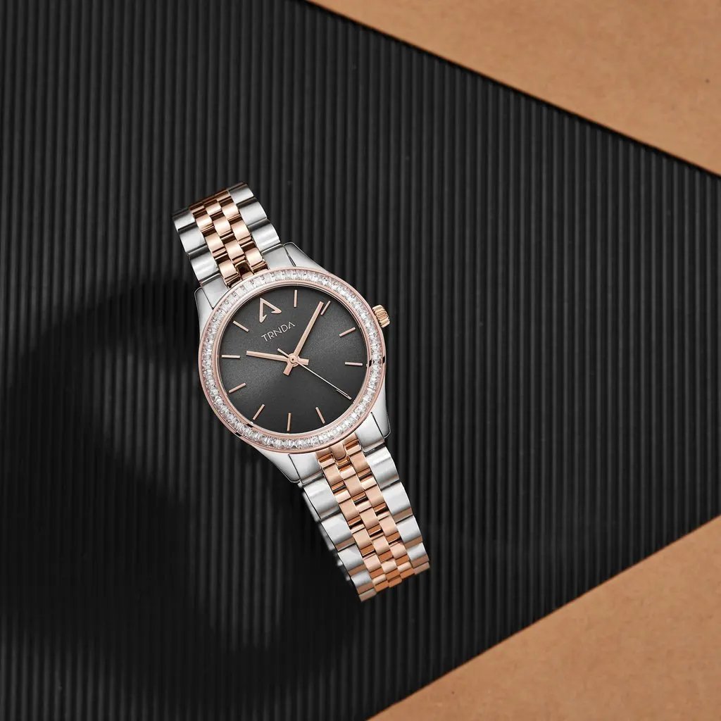 Trnda Women's Stainless Steel Watch, Gray Dial & Rose Gold | Tr32mm by TRNDA