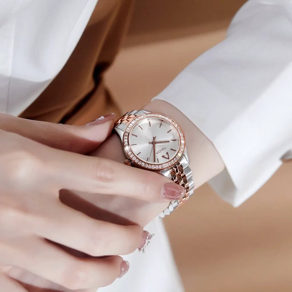Trnda Women's Stainless Steel Watch, Silver & Rose Gold | Trnda-32mm by TRNDA