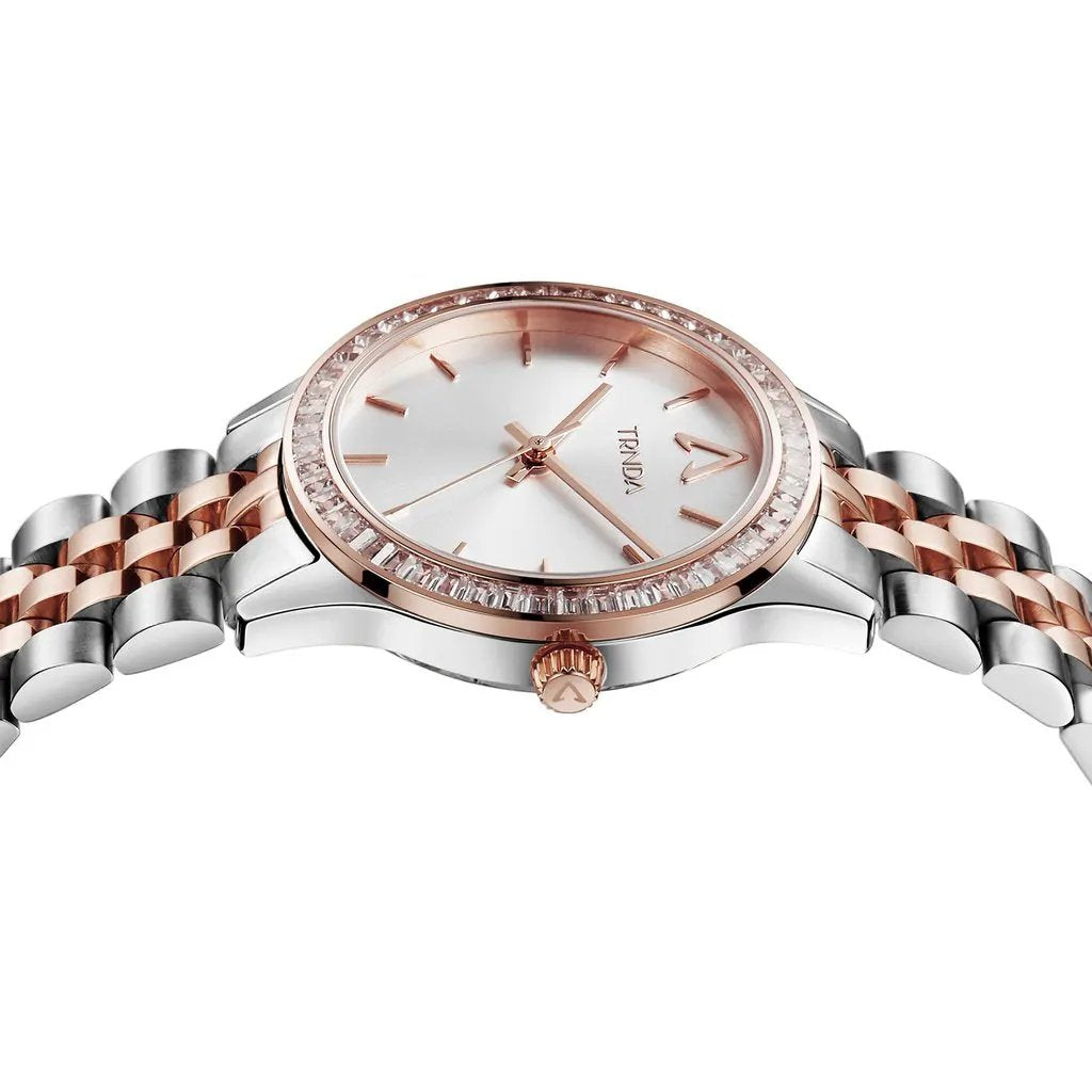 Trnda Women's Stainless Steel Watch, Silver & Rose Gold | Trnda-32mm by TRNDA