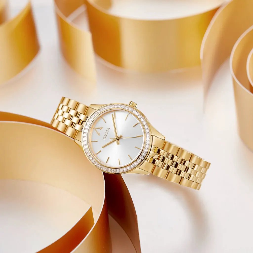 Trnda Women's Gold Stainless Steel Watch, Silver Dial | Trn32g by TRNDA