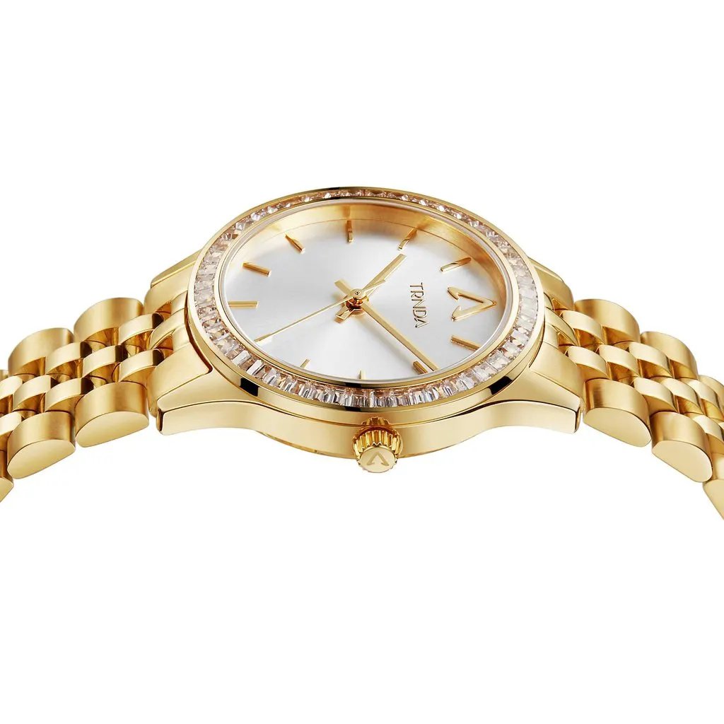 Trnda Women's Gold Stainless Steel Watch, Silver Dial | Trn32g by TRNDA