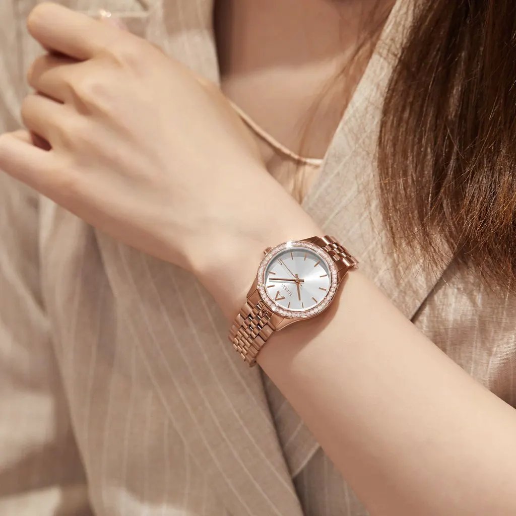 Trnda Women's Rose Gold Stainless Steel Watch, Silver Dial | Trnda-32mm by TRNDA