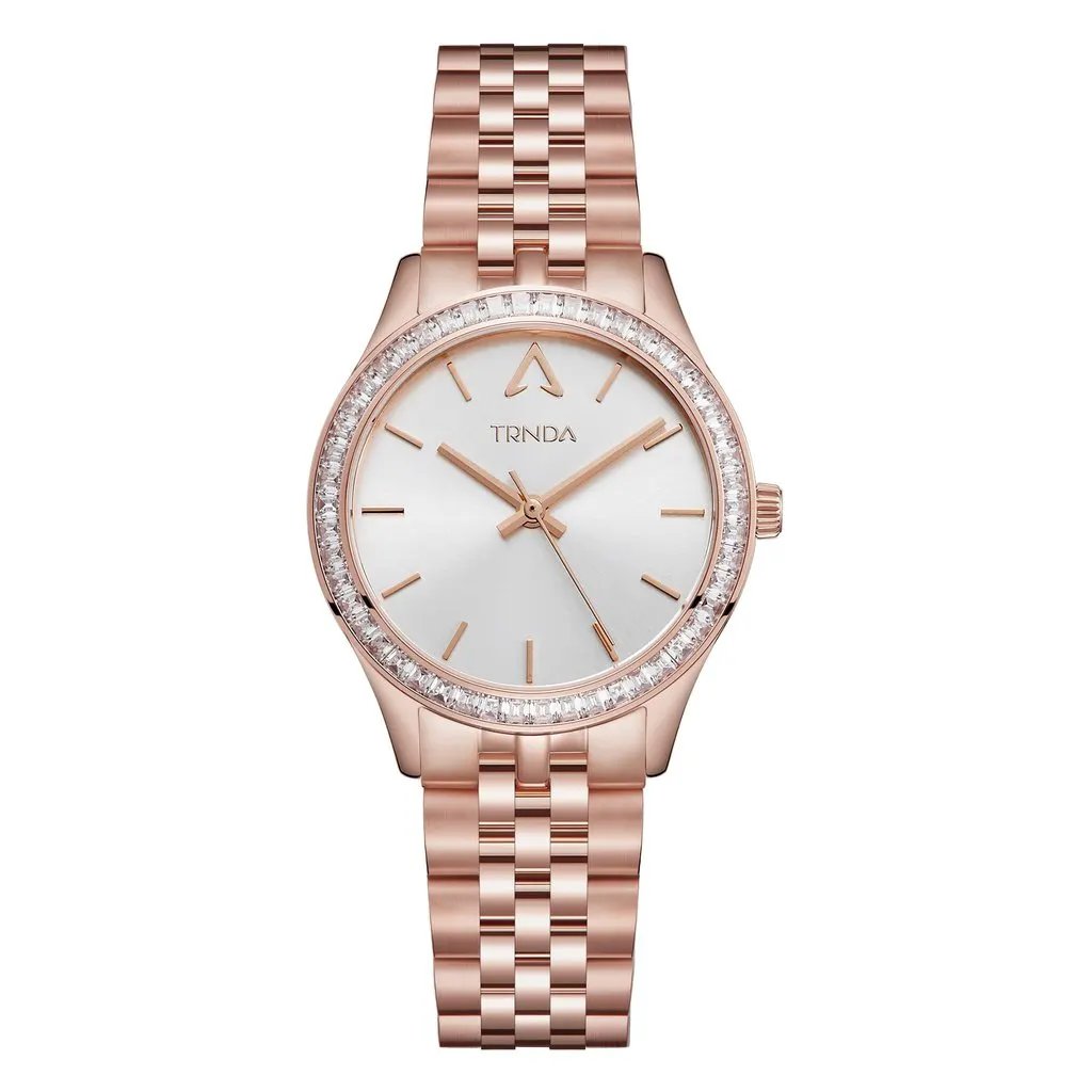 Trnda Women's Rose Gold Stainless Steel Watch, Silver Dial | Trnda-32mm by TRNDA