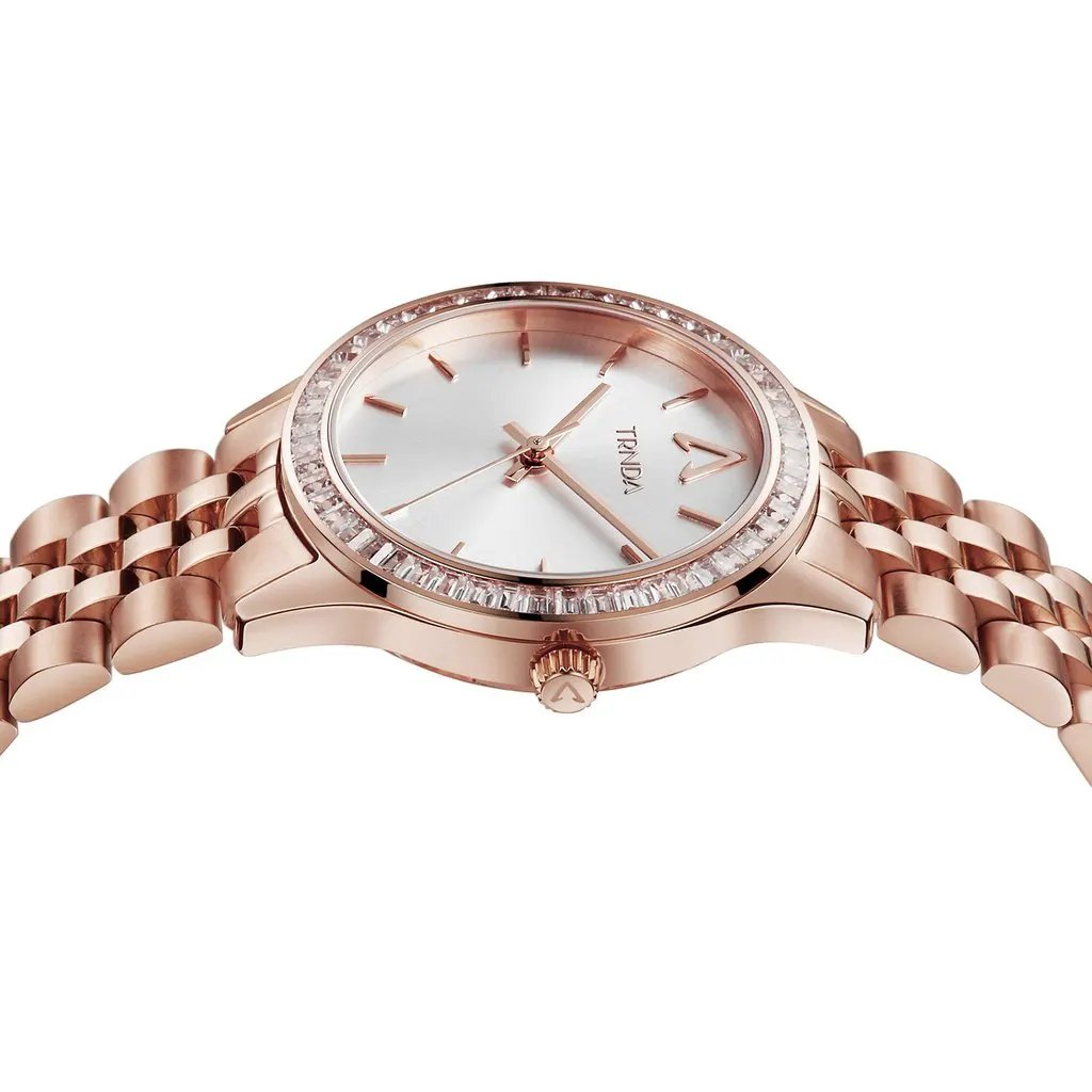Trnda Women's Rose Gold Stainless Steel Watch, Silver Dial | Trnda-32mm by TRNDA