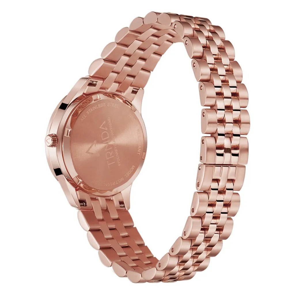 Trnda Women's Rose Gold Stainless Steel Watch, Silver Dial | Trnda-32mm by TRNDA