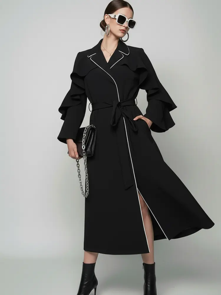 TRIBECA Ruffle Long Coat BYMANYC ® New York by BYMANYC ® New York