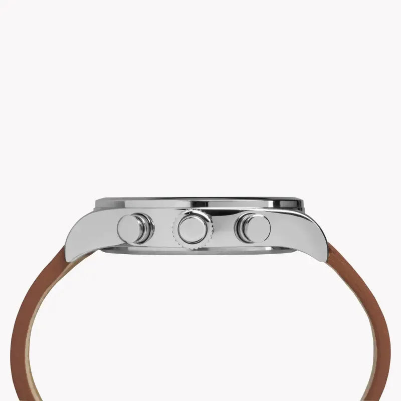 Timex Men's Brown Leather Watch, Black Dial | Tw2p84300 by TIMEX