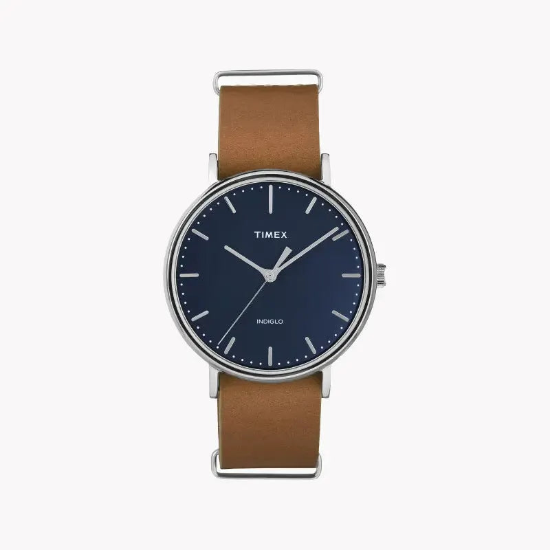 Timex Men's Brass Watch, Blue Dial, Tan Leather | Tw2p97800 by TIMEX