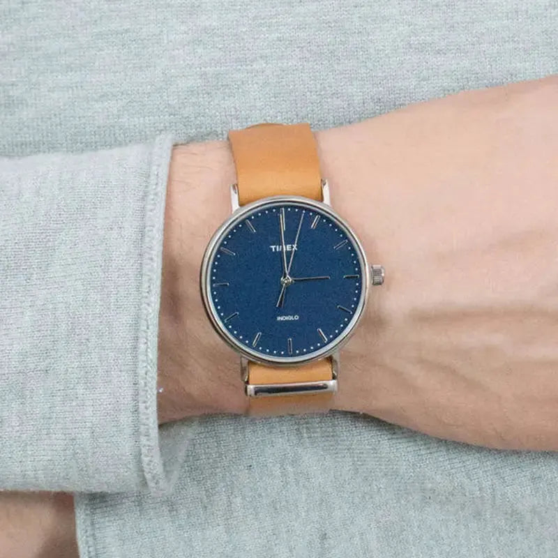Timex Men's Brass Watch, Blue Dial, Tan Leather | Tw2p97800 by TIMEX