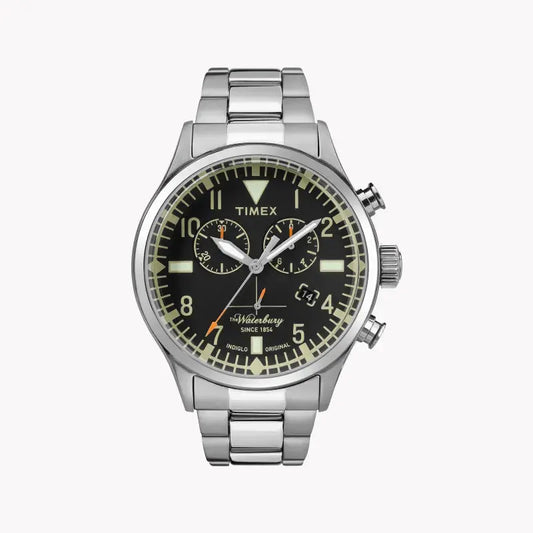Timex Men's Silver Stainless Steel Watch, Black Dial | Tw2r24900 by TIMEX