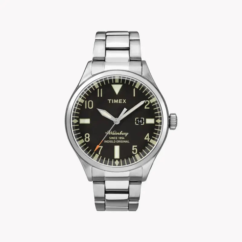 Timex Men's Silver Stainless Steel Watch, Black Dial | Tw2r25100 by TIMEX