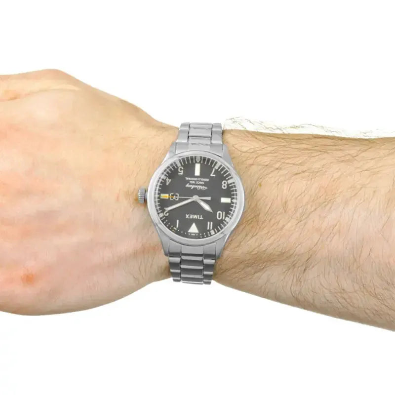 Timex Men's Silver Stainless Steel Watch, Black Dial | Tw2r25100 by TIMEX