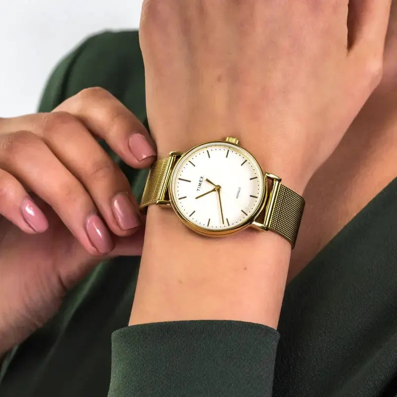 Timex Women's Gold Stainless Steel Watch, Off White Dial | Tw2r26500 by TIMEX