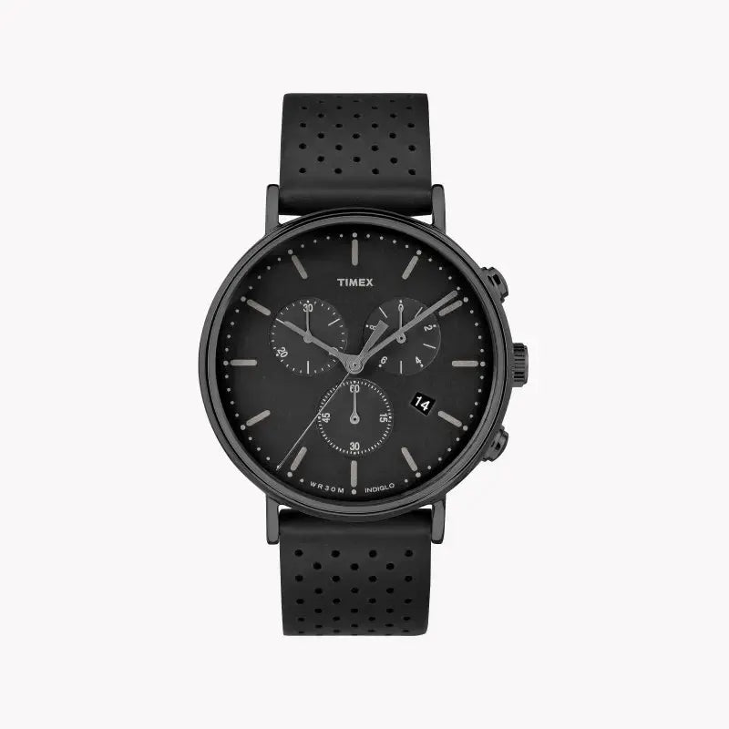 Timex Men's Black Leather Watch, Black Dial | Tw2r26800 by TIMEX