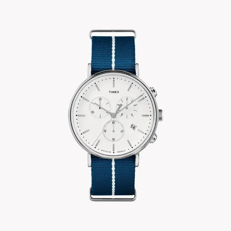 Timex Unisex Blue Fabric Watch, White Dial | Tw2r27000 by TIMEX