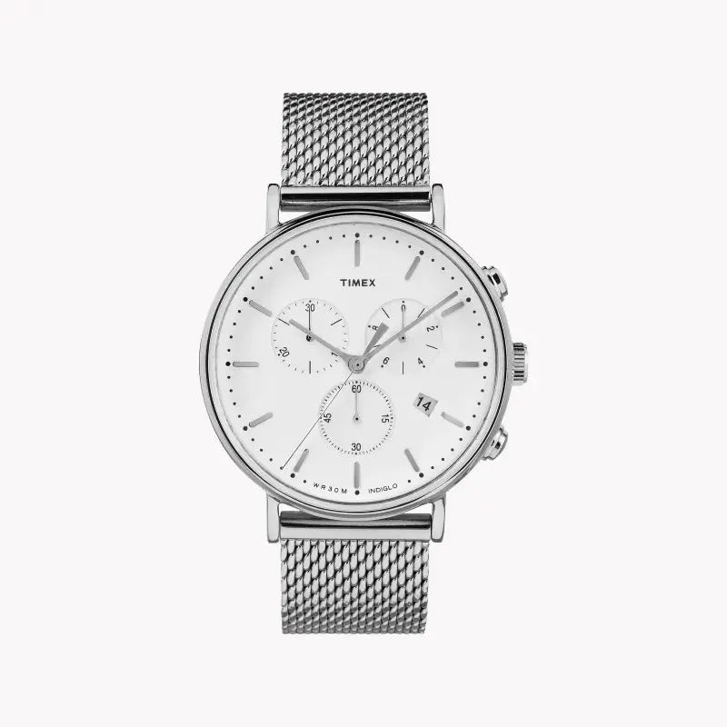 Timex Men's Silver Stainless Steel Watch, White Dial | Tw2r27100 by TIMEX