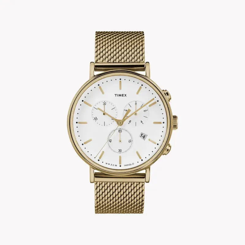 Timex Men's Gold Stainless Steel Watch, White Dial | Tw2r27200 by TIMEX