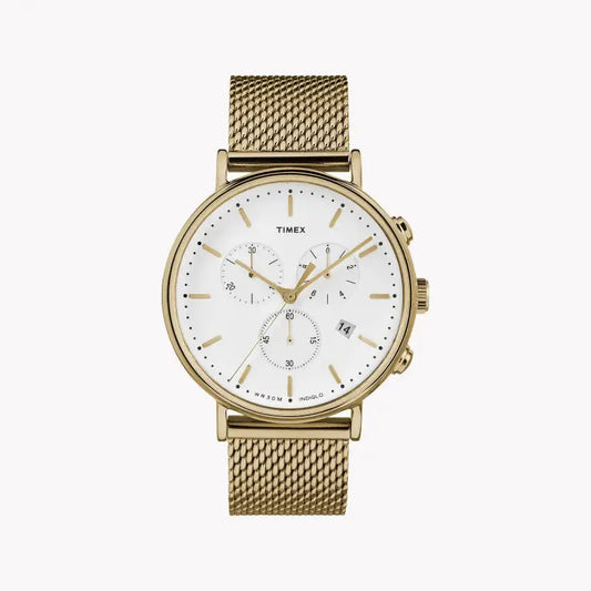 Timex Men's Gold Stainless Steel Watch, White Dial | Tw2r27200 by TIMEX