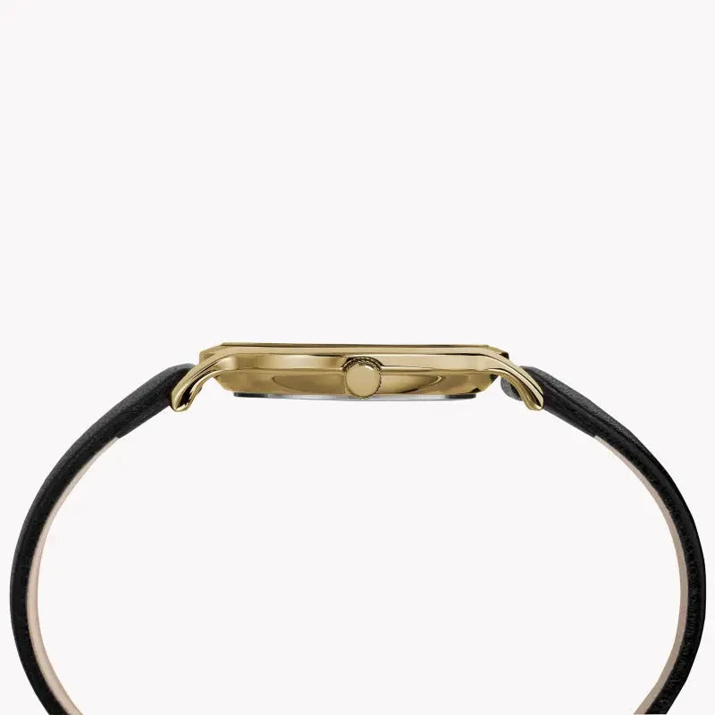 Timex Women's Black Leather Watch, Gold Case | Tw2r36400 by TIMEX