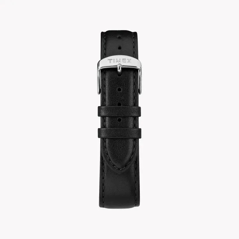 Timex Men's Black Leather Watch, White Dial | Tw2r38000 by TIMEX