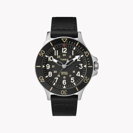 Timex Men's Black Leather Watch, Brass Case | Tw2r45800 by TIMEX