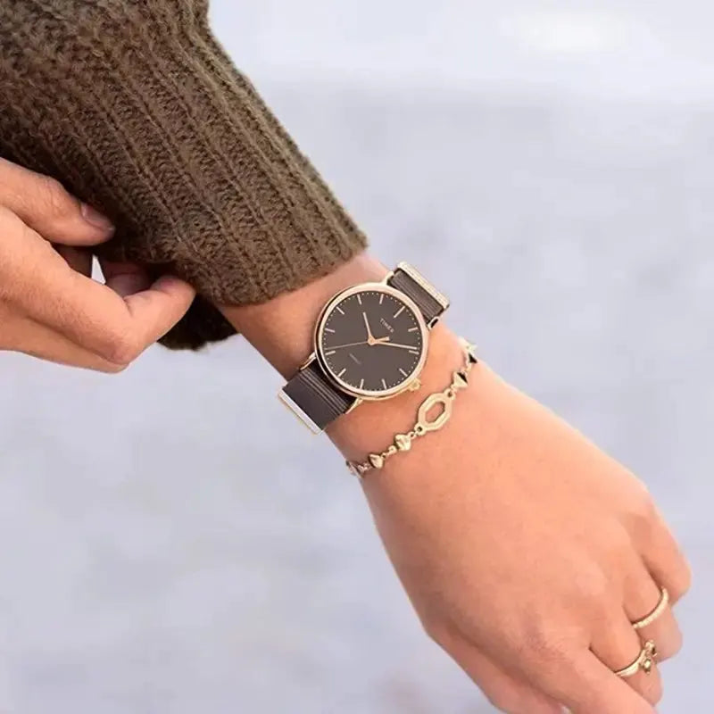 Timex Women's Gray Fabric Watch, Rose Gold Case | Tw2r48900 by TIMEX