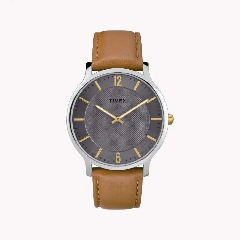 Timex Men's Brown Leather Watch, Gray Dial | Tw2r49700 by TIMEX