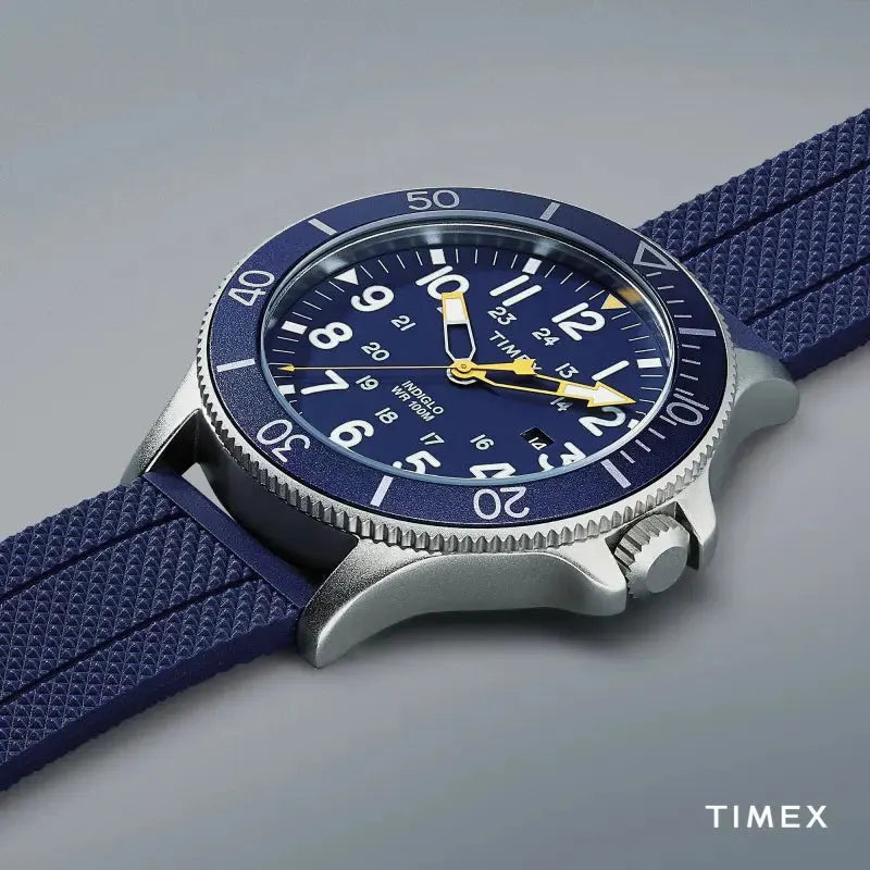 Timex Men's Blue Silicone Watch, Brass Case | Tw2r60700 by TIMEX