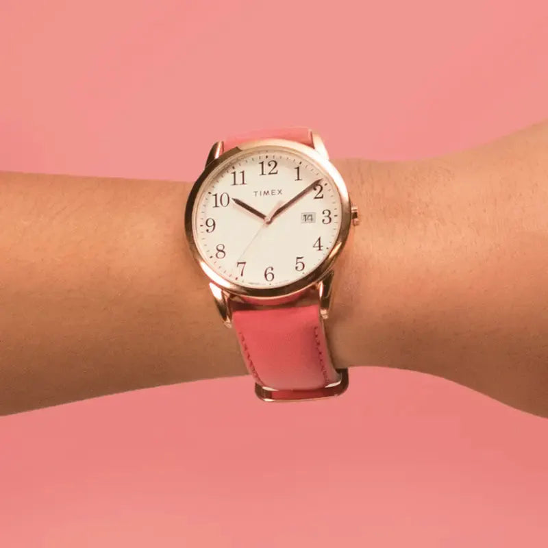 Timex Women's Pink Leather Watch, Off White Dial | Tw2r62500 by TIMEX