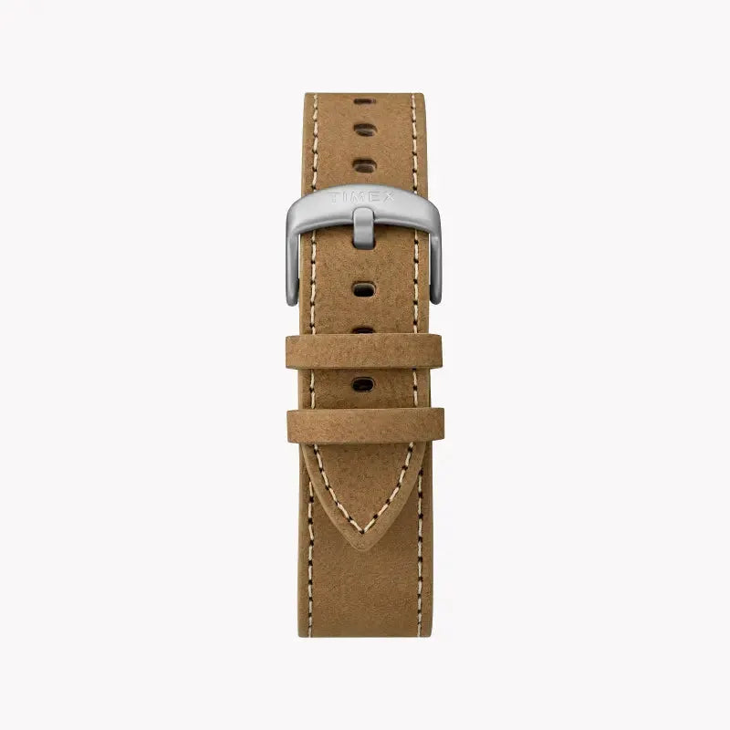 Timex Men's Tan Leather Watch, White Dial | Tw2r64100 by TIMEX
