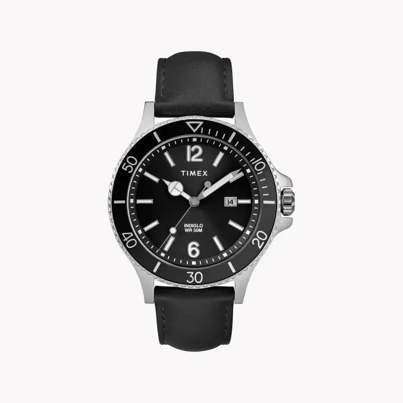 Timex Men's Brass Black Leather Watch, Black Dial | Tw2r64400 by TIMEX