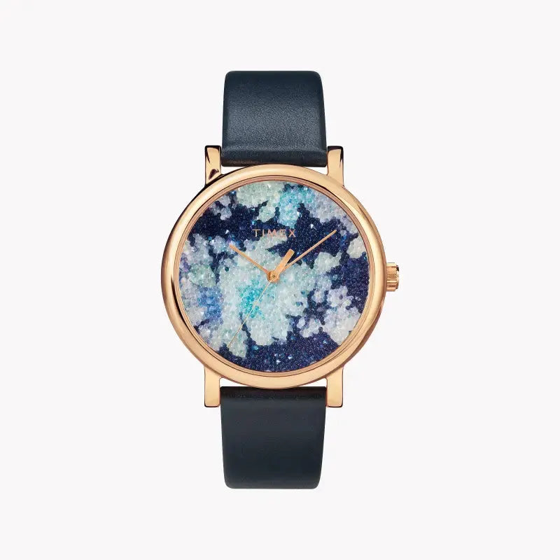 Timex Women's Blue Leather Watch, Rose Gold Case | Tw2r66400 by TIMEX